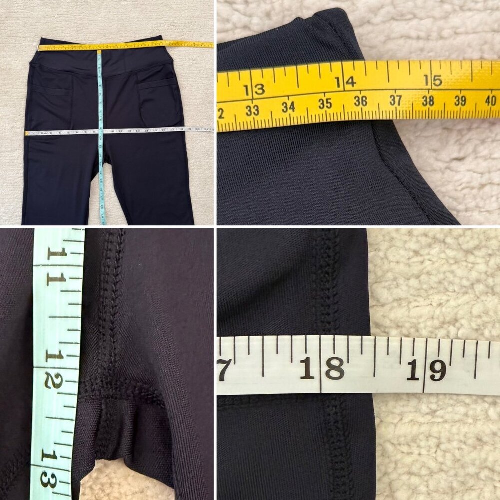 Flared Knit Pull On Pants Womens Large Navy Blue with Pockets - Picture 6 of 8